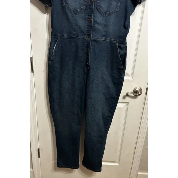 Celebrity Pink XXL Romper Jumper Denim Blue Jeans Dark Wash Western Button Up - Picture 6 of 14